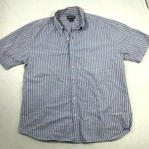 Lands End Man's Blue & Red Check Short Sleeve Shirt Size L